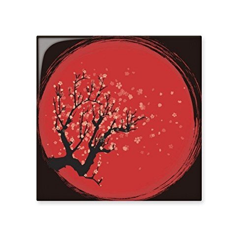 Carreaux céramique cuisine motif branche Sakura rouge pour une décoration murale zen de salle de bain