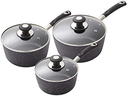 Tower T900116 Precision 24cm Non-Stick Forged Aluminium Stock Pot Diamond Coating, Soft Grip Handles, Black