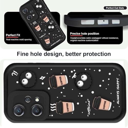 Image of Back Case Cover Compatible with OnePlus Nord CE 2 Lite 5G | Cute Fun Cartoon 3D Ball Coffee Silicone Case | Body Protection | Camera Protection | Shock Proof | (Black)