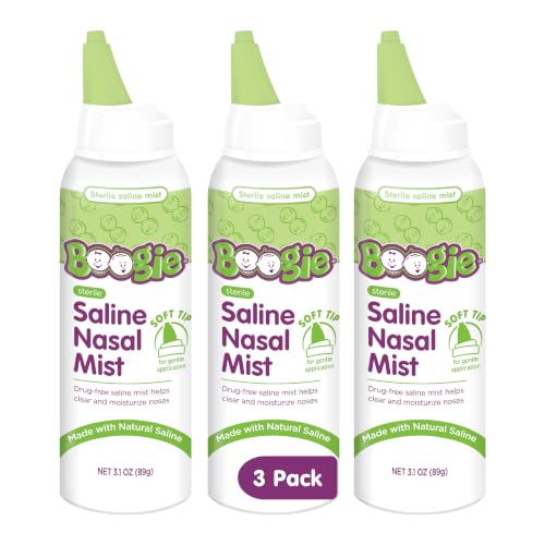Image of Boogie Baby Saline Nasal Spray Mist, Unscented - 3.1 Ounce (3 Pk) | Allergy Relief, Nasal Decongestant, Made with Saline, Unscented