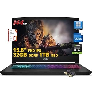 MSI Katana A15 Gaming Laptop | 15.6″ FHD IPS 144Hz | Intel 10-Core i7-13620H (>i9-12900H) | 32GB DDR5 1TB SSD | GeForce RTX 4070 8GB RGB Backlit USB-C Nahimic Office 2021 Pro Win11Pro w/DLCA Accessory