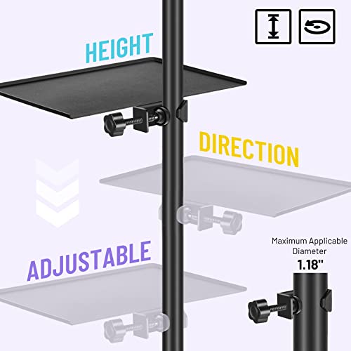 CAHAYA Music Stand Clamp-on Tray: Rack Holder Microphone Stand Shelf Adjustable Metal Tray Holder Compatible with Most Microphone Stands and Music Stands for Practice Live Streaming Recording CY0320