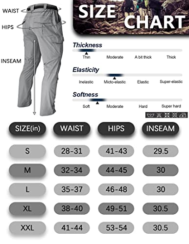 Men's Cargo Work Hiking Pants Lightweight Water Resistant Quick Dry Fishing Travel Camping Outdoor Breathable Multi Pockets Light Grey L #TOP5