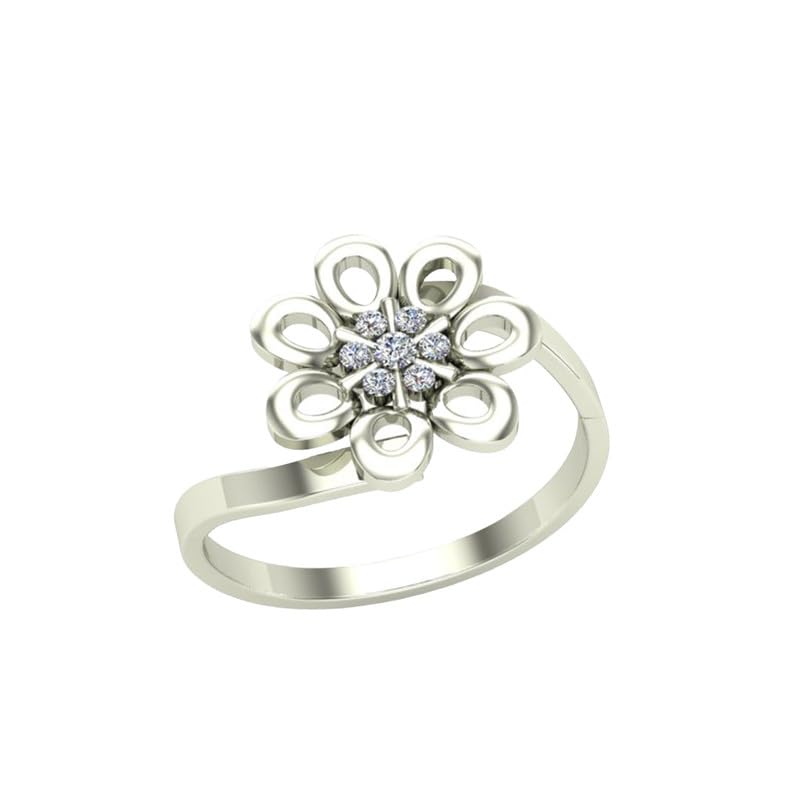 Image of DISHIS 18K /14K White Gold Diamond Flower Ring for Women