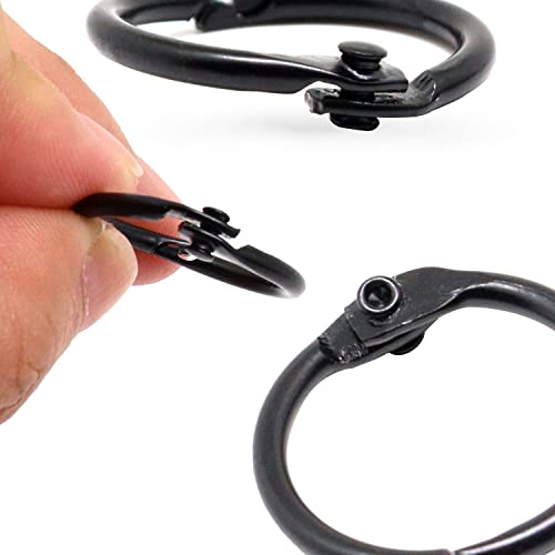 BENLIUDH 100 Pack Binder Rings Book Rings Metal Ring Clips for Index Cards Book Binder Key Office and School (Black, 1/2 Inch)