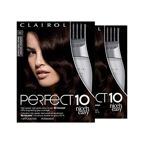 Clairol Nice'n Easy Perfect 10 Permanent Hair Dye, 3 Darkest Brown Hair Color, 2 Count Clairol Nice'n Easy Perfect 10 Permanent Hair Dye, 3 Darkest Brown Hair Color, 2 Count