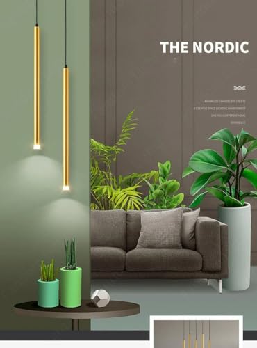 Image of Modern Raindrop-Style LED Pendant Light|Sleek Tube Hanging Lamp with 3 Light Modes|Perfect for Dining, Lounge, Kitchen & Living Room|French-Gold Finish