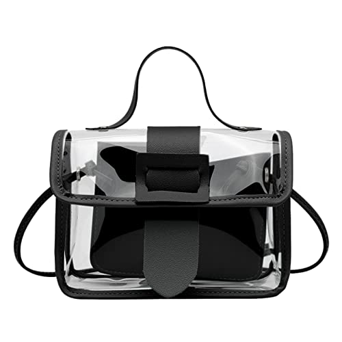 Durchsichtige Umhängetasche, durchsichtige Tasche, vom Stadion zugelassene Innentasche für Konzerte, Festivals, Sportveranstaltungen Perfusion Pump (Black, One Size)