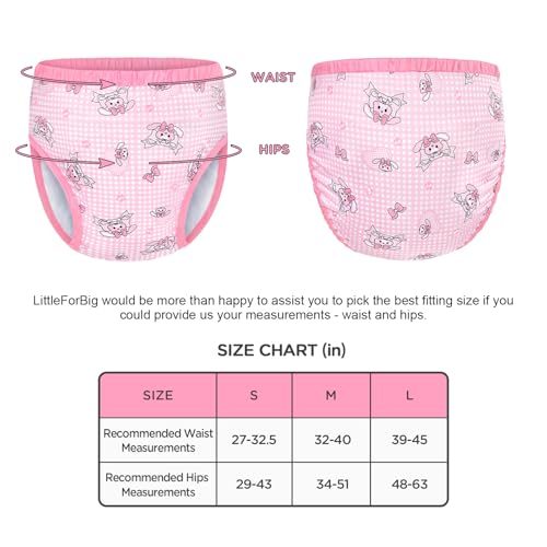 Image of Littleforbig Soft Silky Underwear Comfortable Washable Reusable Waterproof Adult Training Pants - Bunnies & Bows Usagi L