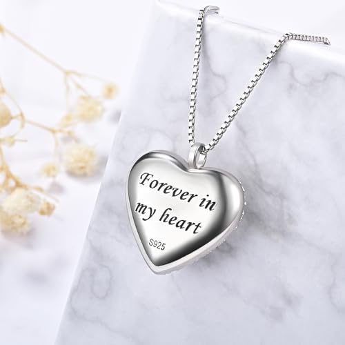 925 Sterling Silver Cremation Jewelry CZ Heart Teardrop Urn Necklace for Ashes Jewelry Gifts for Women4