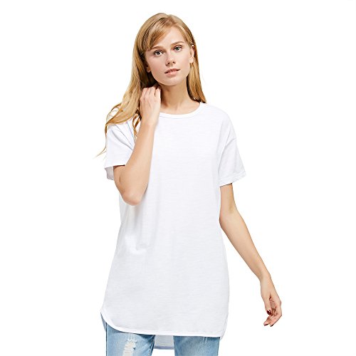 ZAN.STYLE Women’s Plus Size Slub Cotton Tunic Tee Shirt Long T Shirt for Leggings X-Large Style 1-White