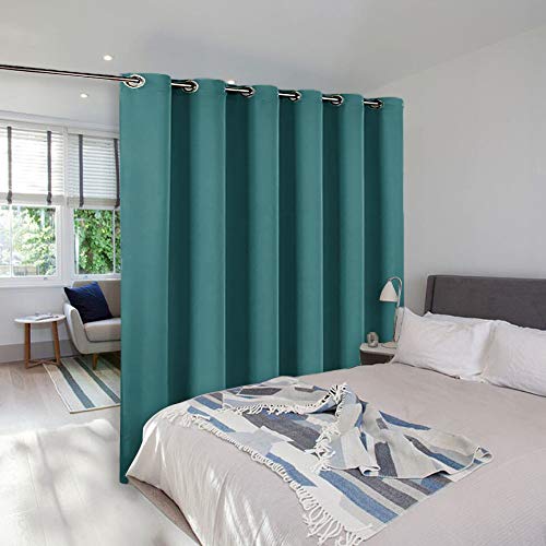Image of NICETOWN Room Divider Curtain Screen Partitions, Blackout Curtain for Patio Sliding Glass Door, Premium Heavyweight Blackout Curtain Panel for Shelves (Sea Teal, 1 Panel, 10ft Wide x 8ft Long)