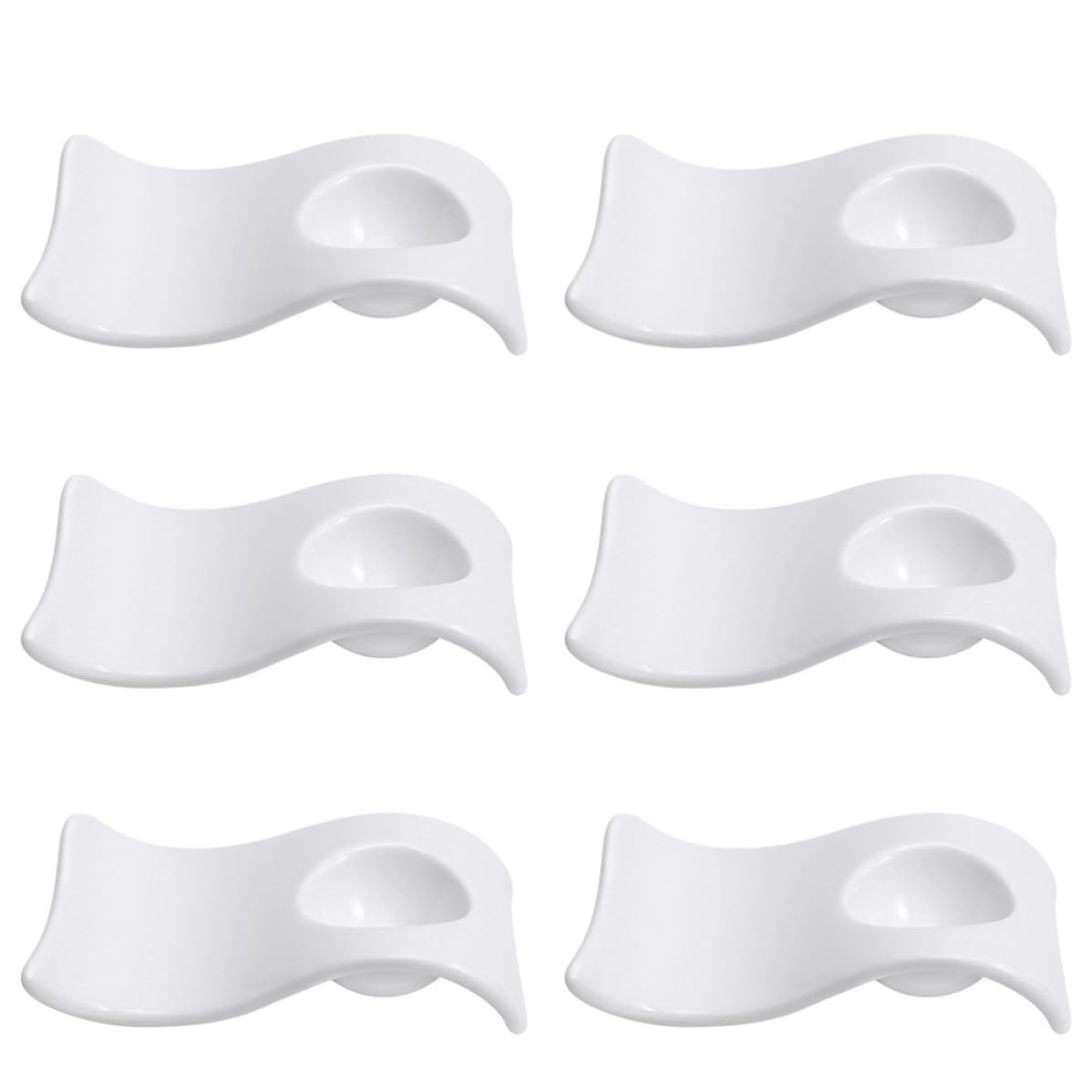 6 Coquetiers en Céramique Blancs pour Œufs, Supports Pratiques Petit-déjeuner Plateau de Service Élégant et Moderne, Lot de 6 Pièces
