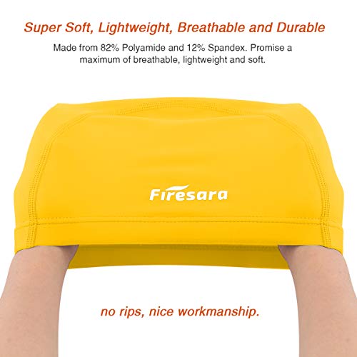 Image of Firesara Lycra Swim Cap, High Elasticity Swimming Cap Keeps Hair Clean Breathable Fit Both Long Hair Short Hair, Swim Caps Woman Girls Men Kids One Size Hat