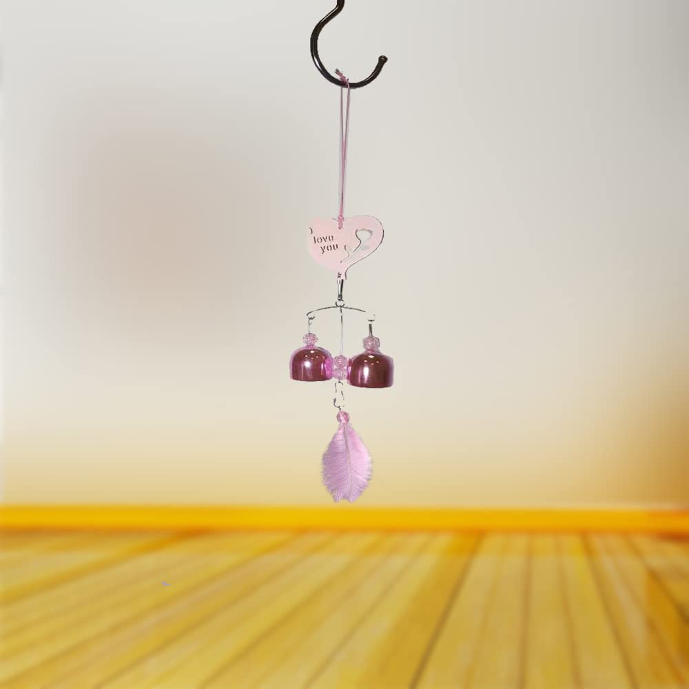 LINGWEI Windschims with faither Small Feather Wind Chimes, Exquisite Indoor And Outdoor Small Decorations（pink）