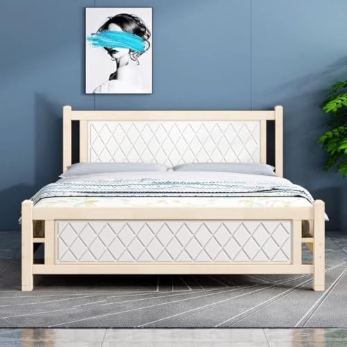 Stova Elegent Wooden Bed | Modern Bed with Sturdy Design & Strong Frame (White, King 200x180)