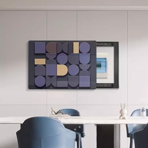 Tableau électrique dissimulé par une peinture de salon moderne