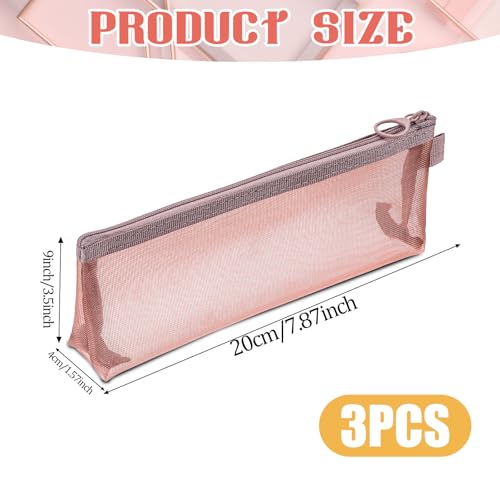 3 Pcs Mesh Makeup Brush Bag, Nylon Mesh Zipper Pouch Bags Portable Mesh Zipper Pouch Bags Mesh Makeup Bags with Zipper Mesh Makeup Brush Pouch for Travel Office Home Accessories2