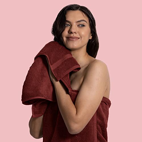 Chakir Turkish Linens | Hotel & Spa Quality 100% Cotton Premium Turkish Towels | Soft & Absorbent (6-Piece Hand Towels, Cranberry) #TOP1