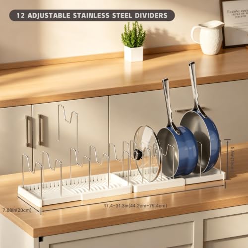 Magheo 2 Stück Topfdeckelhalter, Erweiterbar Deckelhalter mit 12 Verstellbaren Trennwänden, Topfdeckel und Pfannen Organizer… – Ansicht 3