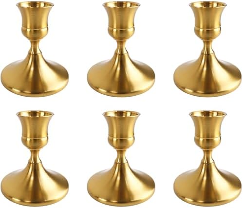Kerzenständer Gold Metall Taper Kerzenhalter, 6 Stück Kleine Kerz...