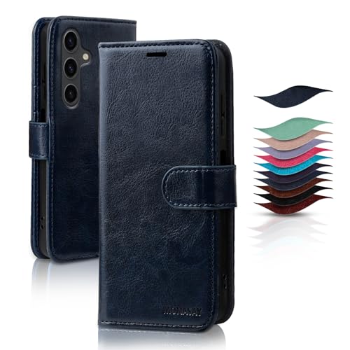 Protection Samsung Galaxy A35 5G en cuir bleu idéale pour voyages et visionnage