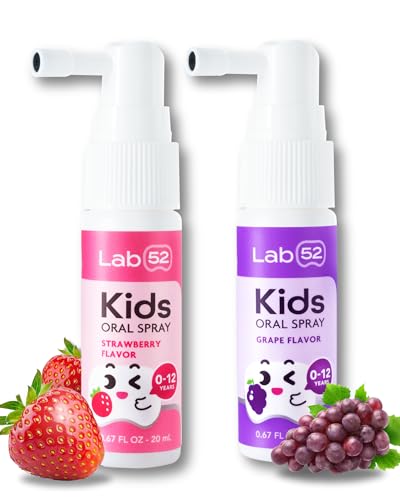 Image of LAB52 Kids Oral Spray, Toddler Toothpaste Helper for Daily Oral Care and Fresh Breath, Children Approved with Fluoride Free for Newborn to Preschoolers, Xylitol (Strawberry & Grape)