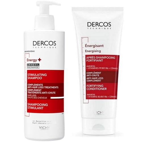 Image of Vichy Dercos Energy+ Shampoo & Conditioner Duo Pack – Strengthens Hair – Reduces Breakage & Hair Loss – With Aminexil – 390ml & 200ml