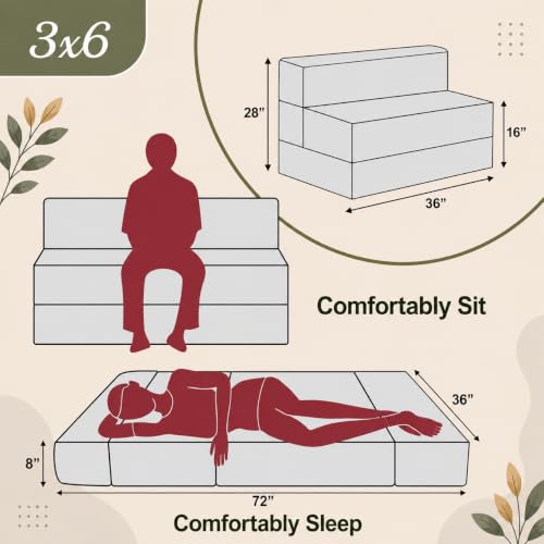 Image of Sofa Cum Bed with Jute Fabric, Convertible One Seater Sofa Bed 3x6 Ft, Comfortable Cushioned Seating, Space Saving Design for Living Room, Bedroom & Guest Room - Red Color