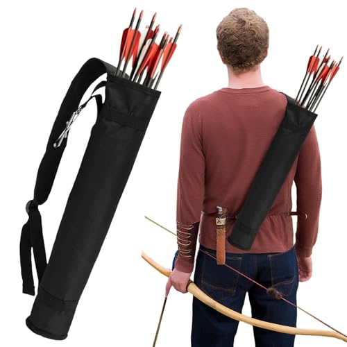 WEFHEF Sac de Tir à l'arc Portable, Carquois de Flèche de Tir à l'arc Noir, Sac de Flèche à Bandoulière Pliable, Carquois Bâton Trail Réglable, pour Chasse sur...