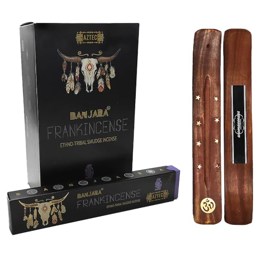 Aromasenses. - Incenso fumado banjara frankincense 15 grs | caixa completa com 12 caixas de 15 gramas cada 1 tábua de aromaterapia (Frankincense)