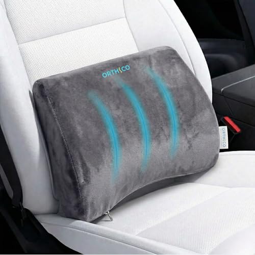 Image of Lumbar Cushion Car Back Support, Slim Car Seat Back Support for Car Seat Cushions and Lumbar Support for Car, Portable Car Cushion for Office Chair and Home Seating-Grey