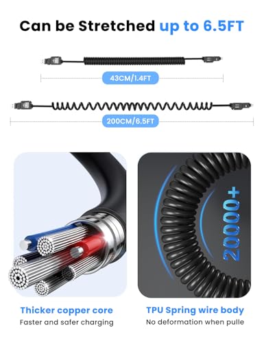 Image of Verilux 4-in-1 USB to Type C Cable for iPhone 17 /16 /15 /14, PD 240W Type C Cable Fast Charging with 480Mbps Data Transfer, Fashion Retractable Lighting Cable Design for Home, Travel, Office, Black