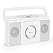 Produktbild auna Boomtown Stereoanlage und CD-Radio - Boombox, CD-Player, UKW-Radiotuner, integrierte 2 x 1,5 Watt RMS Lautsprecher, AUX-Eingang, MP3-fähigen USB-Port, Netz- und Batterie-Betrieb, weiß