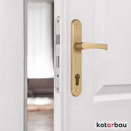 KOTARBAU® Türgriff 90 mm Links Rechts für Profilzylinder Gold Türgarnitur Türbeschlag Türdrücker Türklinke Drückergarnitur Zimmertür Klinke Alu
