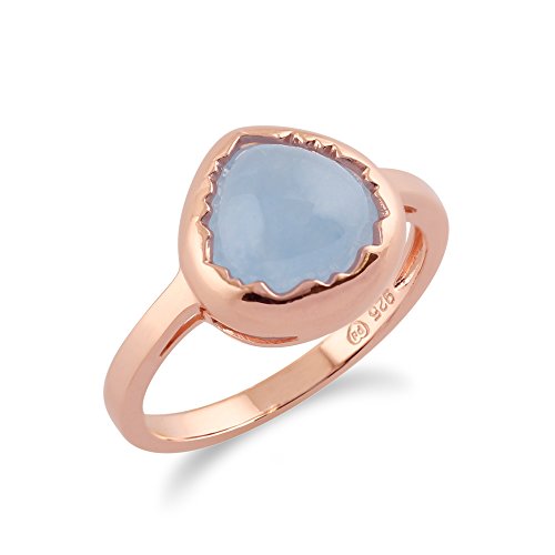 Anillo de jade azul con plata de ley chapada en oro rosa Ivy Gems para mujer 2