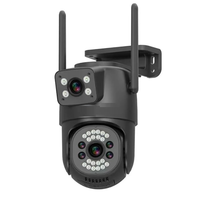 CAMLEIGH 4G 5+5 MP 1080p FHD Resolution 2in1 Dual Lens/Screen Wireless Bullet+PTZ Outdoor Camera with Color Night Vision, All Sim Support, Two Way Audio, AI Human Detection Black
