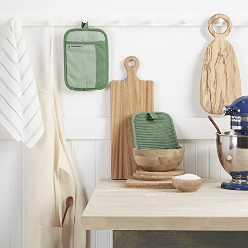 image for KitchenAid Beacon Two-Tone Non-Slip Pot Holder Set, Pistachio/Graphite