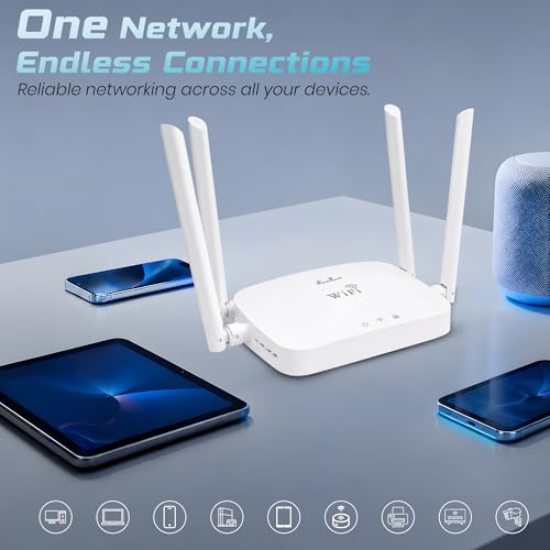 Image of PunnkFunnk WT-14 WiFi Router |300M High Speed Wireless Router for Home & Office | Four high gain Antennas | IPv6 Compatible | Stable Internet Connection | Wide Coverage WiFi Router | Easy Setup