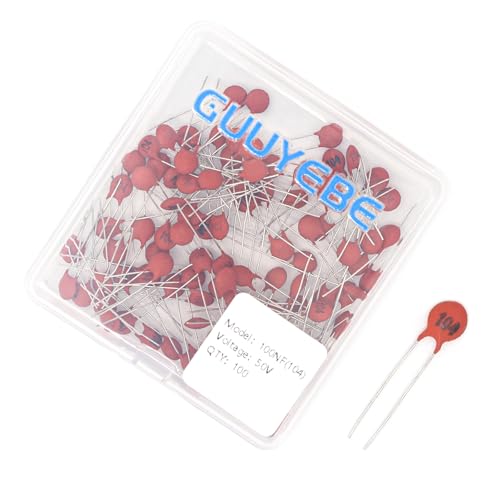 GuuYebe 100nF 50V Ceramic Disc Capacitors 100-Pack
