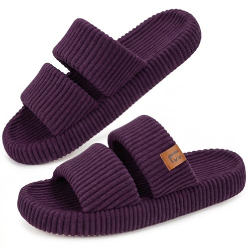 Image of LongBay Slippers for Women Memory Foam Open Toe Slide Indoor House Shoes Slip On Bedroom Comfy Gift