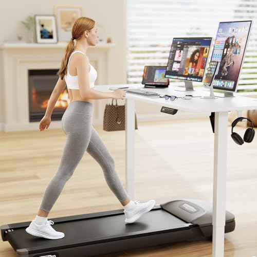 Image of Furmax 63 Inches Electric Standing Desk, Home Office Desk with Phone Holder