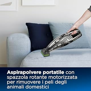 Bissell Pet Hair Eraser | Aspirapolvere Portatile Senza Fili | Rullo Di Spazzole Rotante | 14,4V |Per Scale E Tappeti | 68dB | Nero/Titanio | 2278N