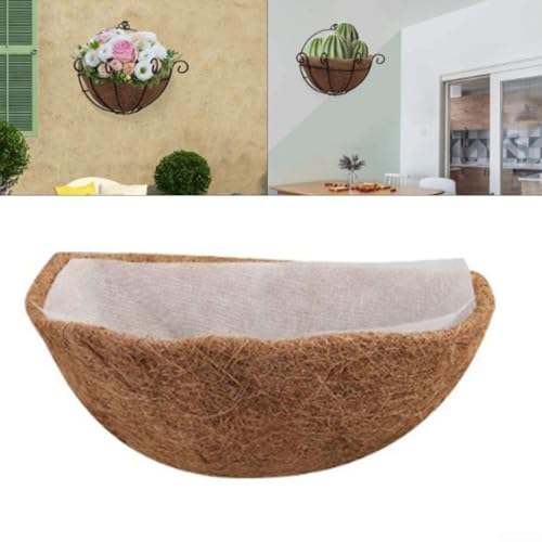 Vlies-Kokosfaser-Hängekorbeinlage für Halbmond-Pflanzgefäße, für Balkon, Veranda, Terrasse und Garten (30,5 cm)