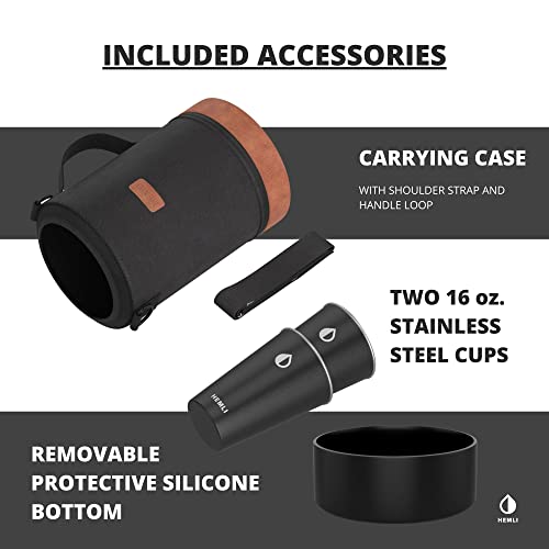 Hemli One Gallon Water Bottle Insulated, 128 Oz Insulated Stainless Steel Water Bottle, One Gallon Jug, Double-Walled Vacuum-Sealed Insulated Beer Growler, With Carrying Case #TOP3