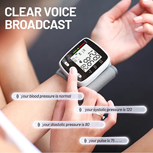 Blood Pressure Monitor Digital Wrist BP Machine Automatic BP Cuff with 2 Users 180 Memory Voice Large LCD Display Adjustable Cuff USB Charging Carrying Case, Black - Image 6