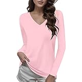 Women's Plus Size Lightweight Base Layer Top Long Sleeve Shirt for Comfortable All-Day Wear (L) Pink