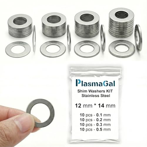 12x14mm Shim Washers M12x14 RC Stainless Steel 40pc 0.1-0.5mm