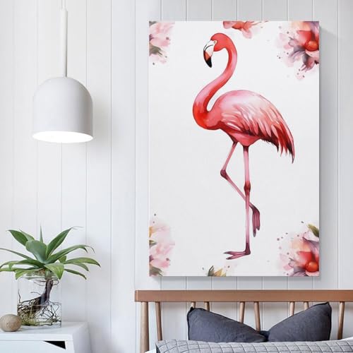 Toile murale flamant rose grand format 60x90 poster suspendre - 5