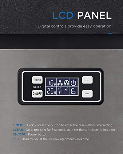 Adt Ice Machine Stainless Steel Under Counter Freestanding Commercial Ice Maker Machine For Home/Kitchen/Office/Restaurant/Bar/Coffee (200Lb, Single-Water Inlet) #TOP4